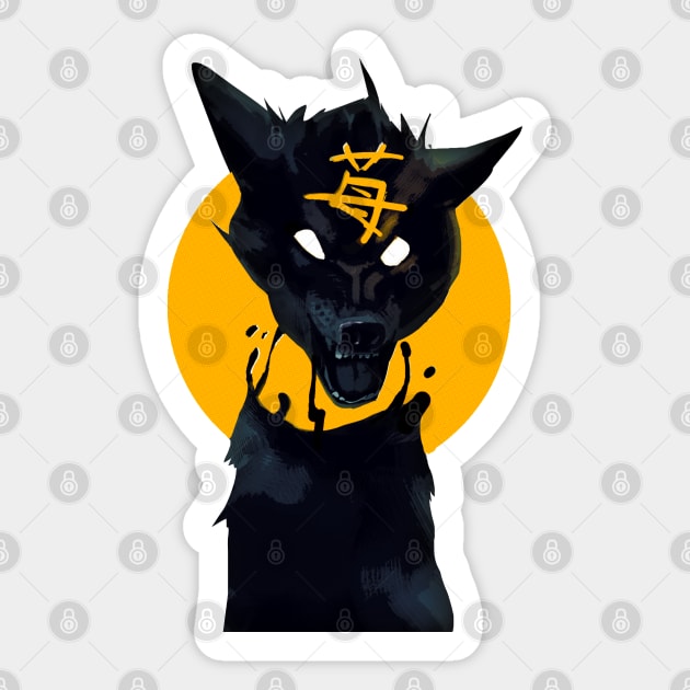 Inugami Yellow Japanese Demon Dog Spirit Yokai Sticker by vantadote